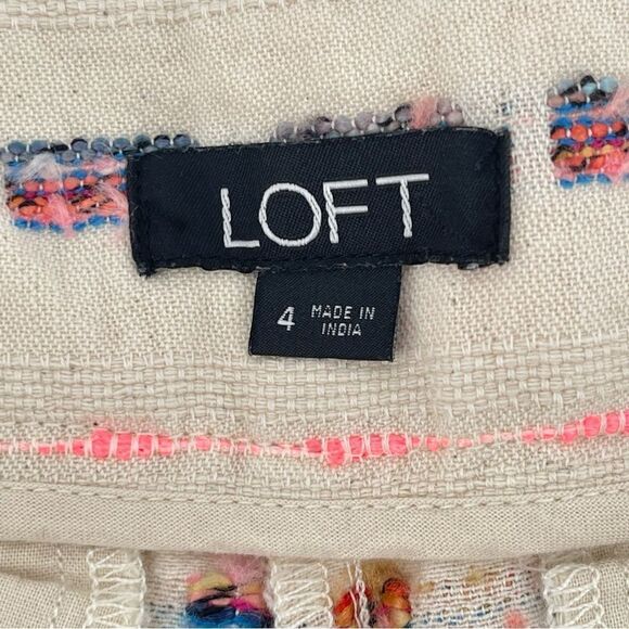 LOFT Riviera Women’s Textured Striped Embroidered Cotton Chino Shorts Size 4 - Picture 9 of 11